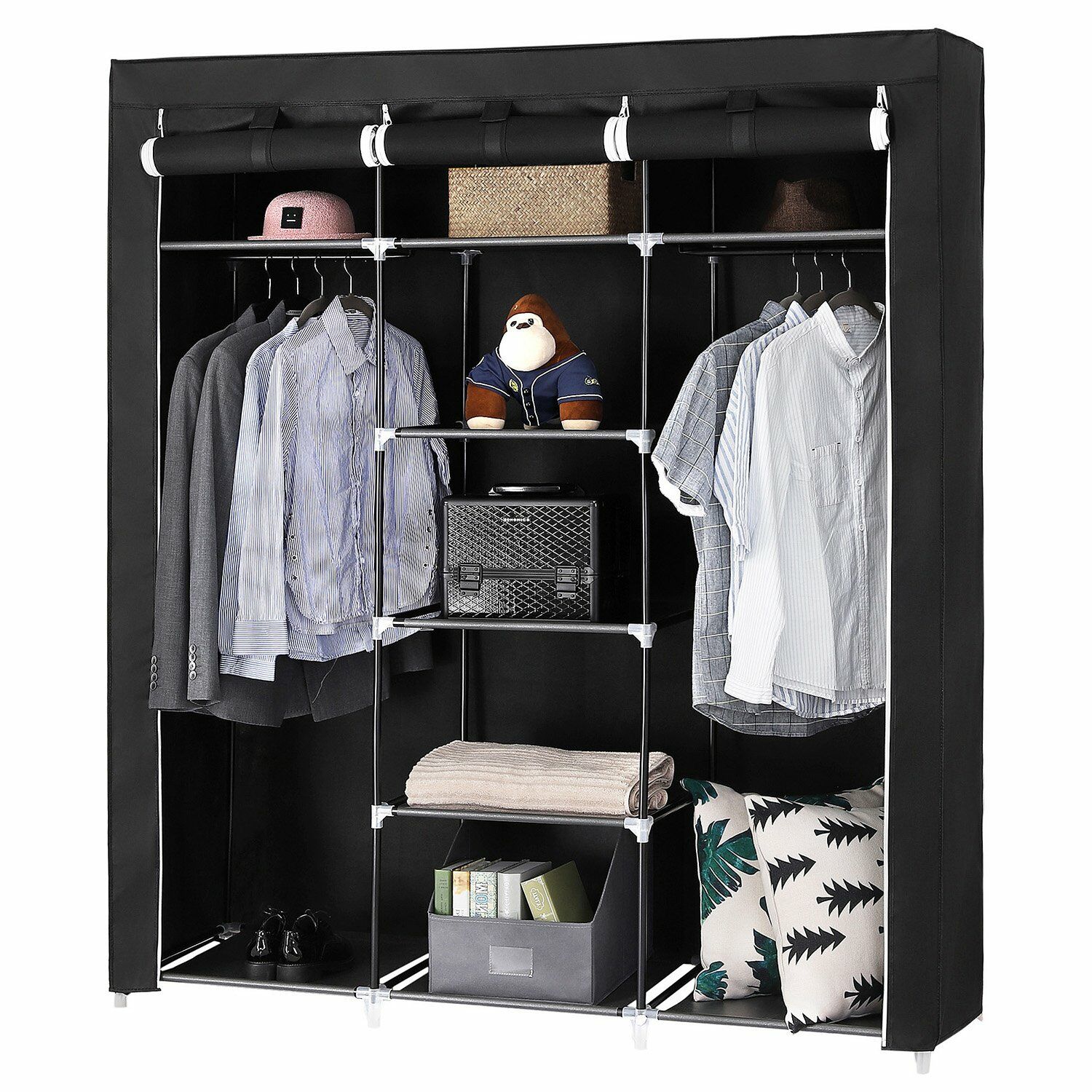XXL kleerkast - opvouwbaar - stof - 150x175x45 cm - zwart