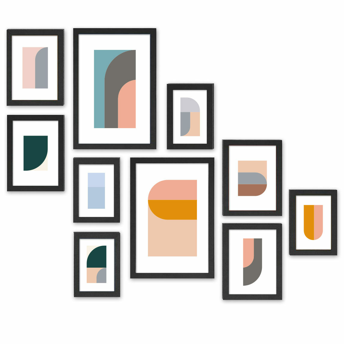 Fotomuur - set van 10 fotokaders - zwart