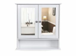 Tweedekans - Badkamerkast - 2 deuren met spiegel - 56x58x13 cm - wit
