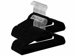 Antislip kledinghangers - plooibaar - roterende haak - 100 stuks - zwart