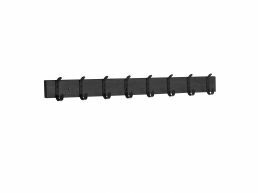 Tweedekans - Lange wandkapstok - retro - 8 zwarte haken - 88x6.5x1.5 cm - zwart
