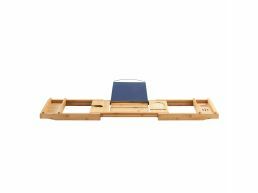 Tweedekans - Luxe badplank - uitschuifbaar - met boekenhouder - bamboe 