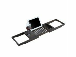 Badplank - met boekenhouder/tablethouder - 70 cm - bamboe - zwart 