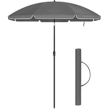 Strandparasol - tuinparasol - Ø 160 cm - UPF 50+ - UV-bescherming - zonnescherm - grijs