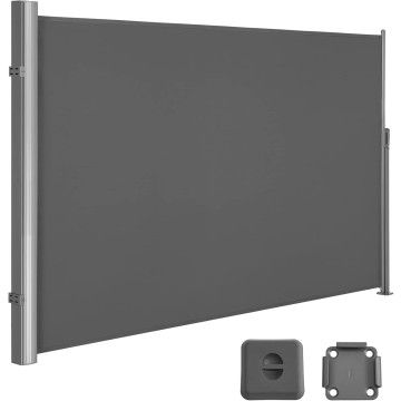 Windscherm - Tuinscherm - Uittrekbaar - Privacyscherm - 160 x 350 cm (H x L) - Grijs