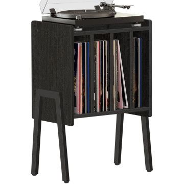LP Opbergsysteem - platenrek - LP houder - platenspeler meubel - platenspeler kast voor platen en boeken - zwart