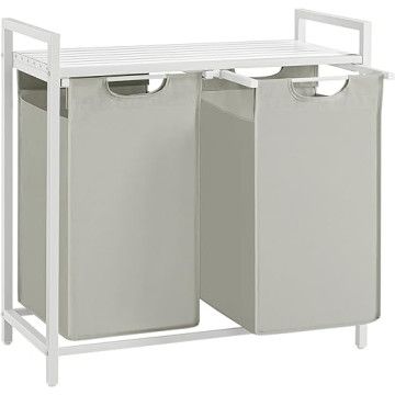 Wasmand - met 2 uitschuifbare zakken - 92 liter - wit