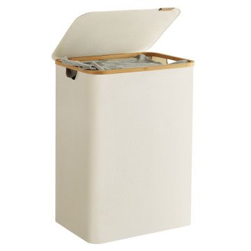 Wasmand - wassorteerder - 2 vakken - bamboe - beige