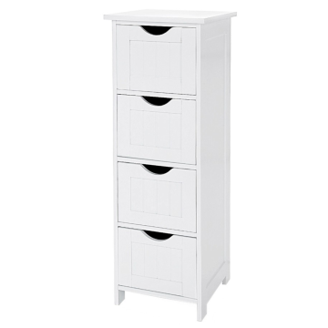 Ladekast - badkamer - 4 vakken - 30x82x30 cm - wit 