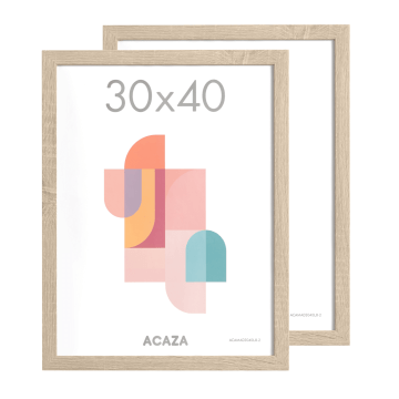 Set van 2 fotokaders - 30 x 40 cm - foto lijsten in MDF hout - lichte eik kleur Set van 2 fotokaders - 30 x 40 cm - foto lijsten in MDF hout - lichte eik kleur