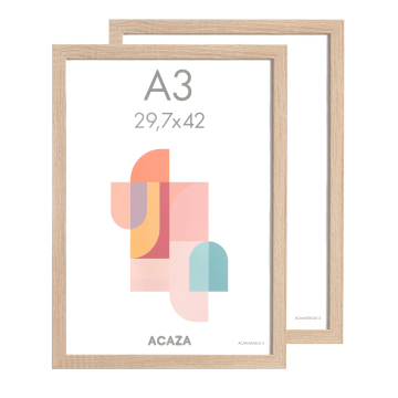 Set van 2 fotokaders - A3 formaat - foto Lijsten in MDF hout - licht eik Set van 2 fotokaders - A3 formaat - foto Lijsten in MDF hout - licht eik