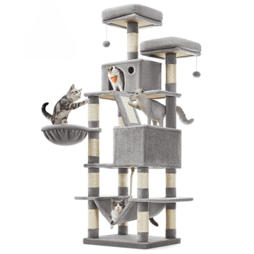 Krabpaal - krabpaal voor grote Katten - 168 cm hoog - lichtgrijs