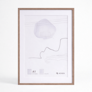 Fotolijst - fotokader - premium fotolijst met fineer hout - A1 59,4x84,1 cm - smoked oak - passe-partout - 50x70 cm 