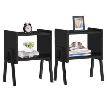 Nachtkastje - bijzettafel - set van 2 - nachtkastje zwart - 37x37x45 cm - industrieel Nachtkastje - bijzettafel - set van 2 - nachtkastje zwart - 37x37x45 cm - industrieel