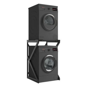 Wasmachine kast - opbouwmeubel - metaal - zwart