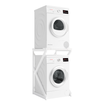 Wasmachine kast - opbouwmeubel - metaal - wit