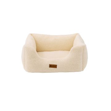 Hondenmand - hondenkussen - hondenbed - 63 x 53 cm - beige - teddy stof - hondenkussen wasbaar - hondenmanden