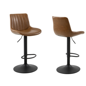 Barkrukken set van 2 - vintage bruin - verstelbare hoogte 90-105 cm - barstoelen met Rugleuning