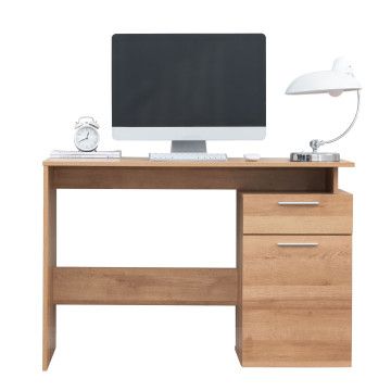 Bureau - met deur en lade - 110x75x53 cm - bruin