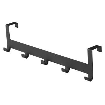 Deurkapstok - met 5 haken - metaal - zwart 