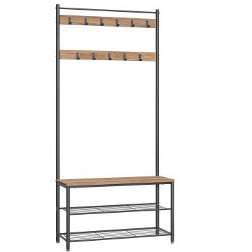 Groot garderoberek XL - met schoenenbank, kapstok en schoenenrek - 175 cm hoog en 85 cm breed - ashwood