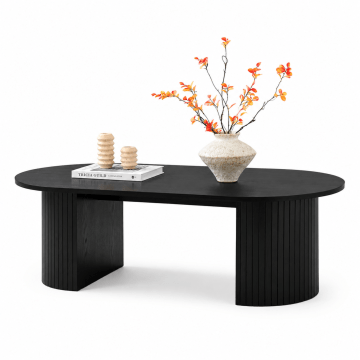 Salontafel - luxe salontafel rond - zwart - 120 x 59 x 37,5 cm (L x B x H) - hout Salontafel - luxe salontafel rond - zwart - 120 x 59 x 37,5 cm (L x B x H) - hout