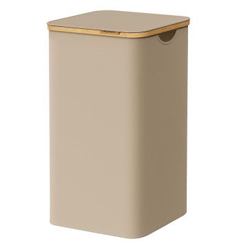 Wasmand met deksel - 90 L - bamboe - 42 x 33 x 70,5 cm - zandkleur