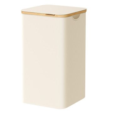 Wasmand met deksel - 90 L - bamboe - 42 x 33 x 70,5 cm - beige