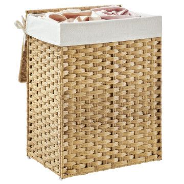 Geweven wasmand - 90 liter - synthetische rotan - 46x60x33 cm - bruin