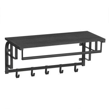 Wandkapstok - vintage - 5 haken - 66x27x30 cm - zwart