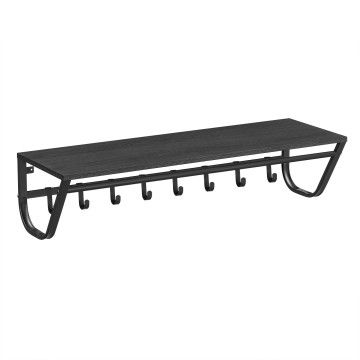 Wandkapstok - 8 haken - met rail - 90x20x30 cm - zwart