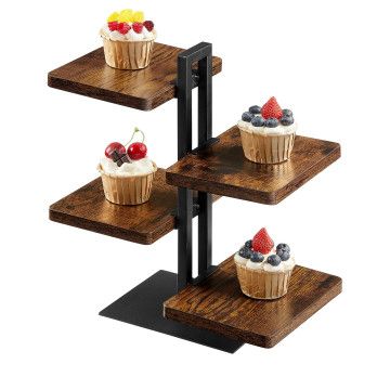 Serveertoren uit 4 delen - serveerset - vintage bruin