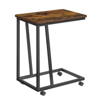 Bijzettafel - met wieltjes - 50x59x35 cm - vintage bruin 