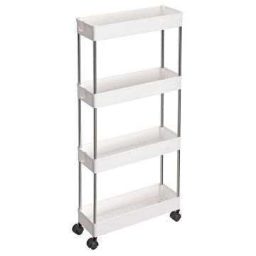 Opbergtrolley - 4 niveaus - 40x86x12.5 cm - wit 
