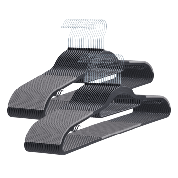 Kunststof kledinghangers - antislip - met broeklat of roklat - zwart