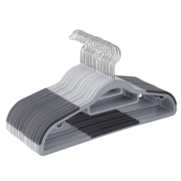 Kunststof kledinghangers - antislip - draaibare haak - 30 stuks - grijs Kunststof kledinghangers - antislip - draaibare haak - 30 stuks - grijs