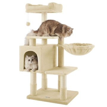 Krabpaal - multilevel - met huisje en speeltje - 50x110x40 cm - beige 