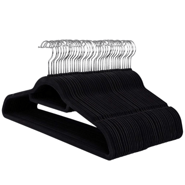 Antislip kledinghangers - plooibaar - roterende haak - 100 stuks - zwart