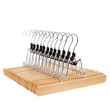 Kledinghangers - antislip - 12 stuks - massief hout - natuurlijk bruin 