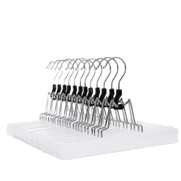 Antislip broekhangers of rokhangers - met klemmen - 360° draaibare haak - 12 stuks - wit 