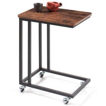 Bijzettafel - met wieltjes - vintage look - 50x62x35 cm - vintage bruin