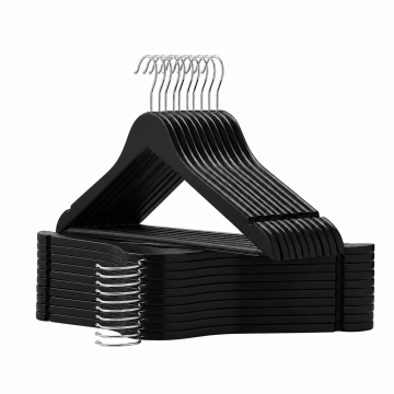 Kledinghangers - 30 stuks - antislip - massief hout - zwart Kledinghangers - 30 stuks - antislip - massief hout - zwart