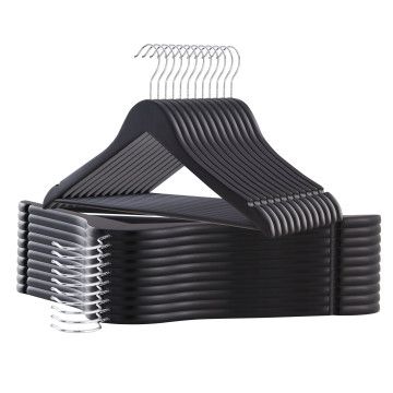 Kledinghangers - massief hout - 30 stuks - zwart 