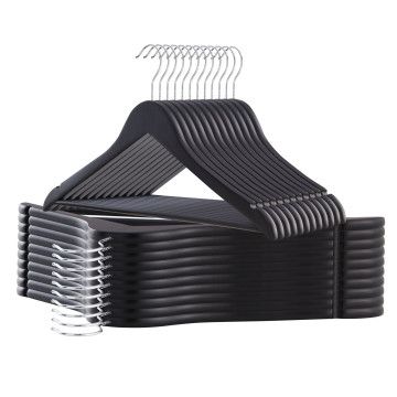 Kledinghangers - massief hout - 20 stuks - zwart 