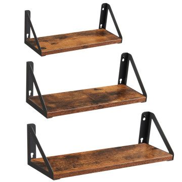 Set van 3 wandplanken - 30/35/40x12x11 - vintage bruin 