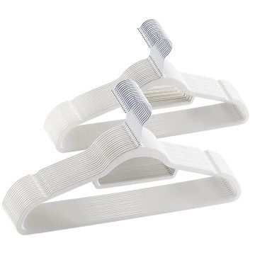 ACAZA set van 50 Kledinghangers met Fluweel, Ultra-dunne Kleerhangers met Anti-Slip,  Kapstokken met Broeklat of Roklat, Ivoor Wit