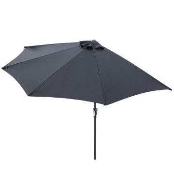 Halfronde parasol - Ø 300 cm - voor balkon of terras - zwart