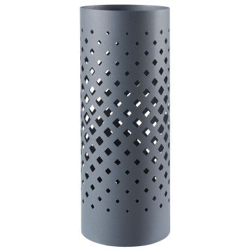 Metalen design paraplubak - rond - gatenpatroon - met waterbakje - zwart Metalen design paraplubak - rond - gatenpatroon - met waterbakje - zwart