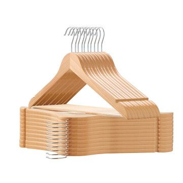 Kledinghangers - 20 stuks - antislip - broekhanger - lichtbruin - hout