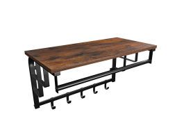Wandkapstok - vintage - 5 haken - 66x27x30 cm - vintage bruin 